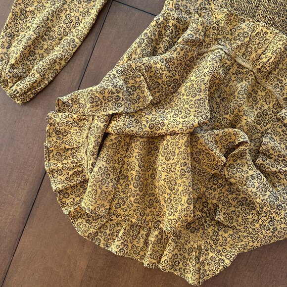 (SOLD) Reformation Floral Brown / Gold Long sleeve mini dress (US 2) - Picture 8 of 9